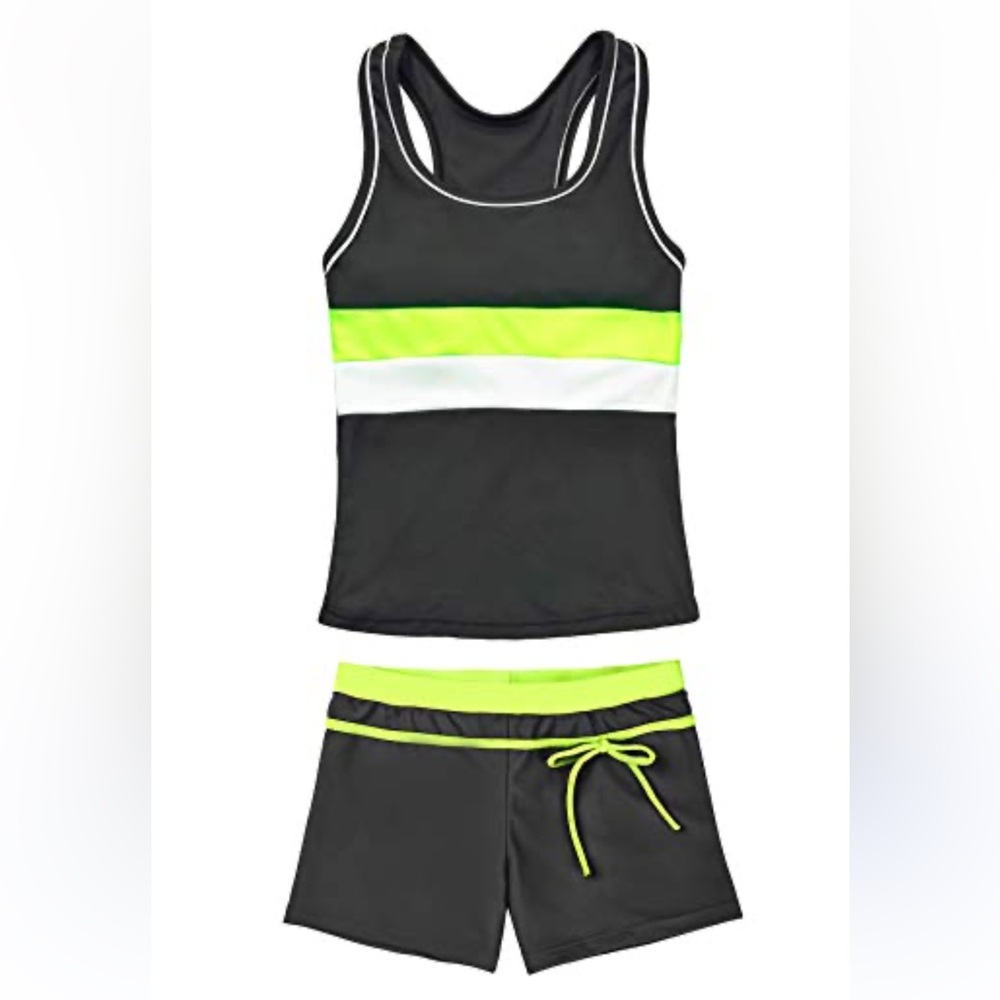 Little Girls' Summer Two Piece Boyshort Tankini Kids Swimsuit NWT 10-11y